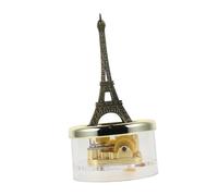 FIXOSHEE Caja de Música de Manivela Metálica con Mecanismo de Cuerda Melodía Clásica de Ocho Tonos Decoración de Escritorio Forma de Torre Eiffel Regalo Vintage para Adultos y
