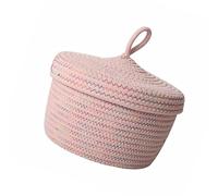 FIXOSHEE Caja Organizadora Creativa para Mando a Distancia con Tapa, Rosa | Cuerda de Algodón, Diseño Simple y Gran Textura, para Hogar y Cafetería, Organiza Objetos Pequeños