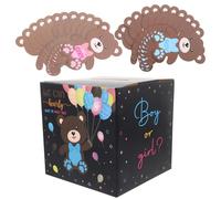 FIXOSHEE Caja para Revelar el Género del Ñiño con Juego de Cartas para Shower, Caja Negra de Papel para Fiesta Revelación Ñiño, Accesorios Decorativos para Fiesta y Votación Interactiva