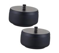 FIXOSHEE Cenicero de Acero Inoxidable Pequeño Negro con Tapa Metálica Resistente al Viento, Fácil de Limpiar, Portátil para Oficina, Hogar, Exterior y Viajes, Pack de 2 Unidades