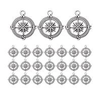 FIXOSHEE Colgantes para Hacer Joyas de Graduación, 50 Piezas de Dijes de Aleación Forma de Brújula de 2,6 G, Accesorios DIY para Pulseras y Collares de Plata Pulida, Adecuado