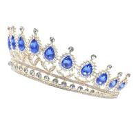 FIXOSHEE Corona Princesa Cristal Azul Diadema Nupcial Elegante con Joyería Delicada para Bodas y Fiestas