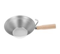 FIXOSHEE Cubeta para Yeso con Pala de Acero Inoxidable y Mango de Madera Ergonómico, Herramienta de Construcción para Cemento y Paneles de Yeso, Bandeja Resistente para Albañilería,