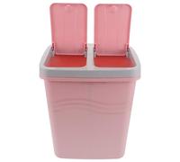 FIXOSHEE Cubo de Basura Doble para Cocina con Separación Húmedo y Seco Contenedor Plástico Compacto Rosa Cubo de Reciclaje Estrecho para Hogar y Oficina Sistema Clasificación Residuos