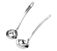 FIXOSHEE Cucharones de Sopa 2 Piezas de Acero Inoxidable con Vertedor, Cucharas Coladoras Separadoras de Grasa para Cocinar, Cucharones para Servir Salsa y Sopa, Utensilios Hogar
