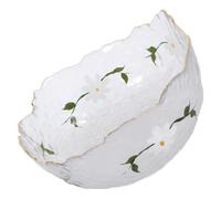 FIXOSHEE Cuenco de Vidrio Textura Martillada, Patrón de Margaritas y Borde Dorado, Ensaladera Multifunción Decorativa para Frutas y Postres, Recipiente Delicado para Reuniones y Cocina