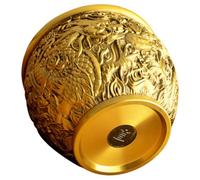 FIXOSHEE Cuenco Decorativo de Latón Diseño de Dragón Estilo Chino, Tamaño Mediano, Adorno de Mesa para Sala, Decoración Feng Shui para Atraer Riqueza y Buena Suerte