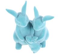 FIXOSHEE Decoración de Pascua Figuras Familiares de Conejo Flocado Azul, Estatua de Resina para Centro de Mesa, Decoraciones de Conejito para Hogar y Jardín, Set de 3 Piezas