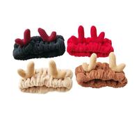 FIXOSHEE Diadema Cabello de Navidad Astas de Reno 4 Piezas Multicolor Turbante Elástico de Maquillaje y Baño para Mujer y Niña Suave y Lavable Adecuado para Spa y Cuidado Facial