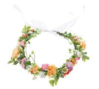 FIXOSHEE Diadema de Guirnalda Floral Multicolor Rosas Margaritas y Musgo Sintético Tocado Ligero para Mujer y Niñas en Bodas Fiestas y Sesiones Fotográficas Accesorio Cabello Elegante