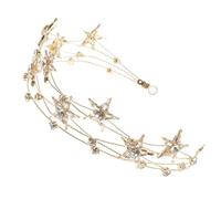 FIXOSHEE Diadema de Novia Diseño de Estrellas Multilayer Doradas Accesorio Delicado para Cabello para Bodas y Ocasiones Especiales