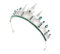 FIXOSHEE Diadema Gótica Oscura Unisex de Aleación Plateada con Cristales Verdes, Adorno Retro para Cosplay, Sesiones de Fotos y Fiestas Temáticas, Accesorio Ligero para Carnaval y Eventos