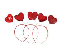 FIXOSHEE Diadema para Mujer 3 Piezas Diseño de Corazón Rojo y Lentejuelas Accesorio Cabello de Fiesta y Diadema de San Valentín Adecuado para Carnaval y Cumpleaños