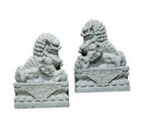 FIXOSHEE Estatua León Decorativa de Piedra Gris Miniatura Diseño Realista para Bonsáis Escritorio y Decoración del Hogar de Figuras Guardianas para Salón y Oficina