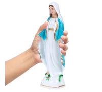 FIXOSHEE Estatua Virgen María de Plástico Decoración Religiosa para Iglesia y Escritorio Adornos Artesanales de Plástico Figura Católica Detallada Azul Pieza Única para Ambientes