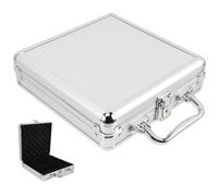 FIXOSHEE Estuche Metálico para Fichas de Póquer y Cartas, Portátil Asa, Tamaño Mediano, Aleación Resistente, Cierre Hebilla, para Jugadores de Póquer y Baccarat, Almacenamiento Seguro