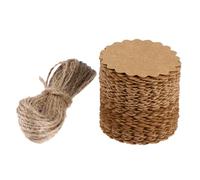 FIXOSHEE Etiquetas de Papel Kraft Redondas DIY 200 Unidades con Cuerda de Yute 30 M para Manualidades, Tarjetas de Mensajes y Etiquetas de Equipaje Prácticas