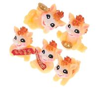 FIXOSHEE Figuras de Caballos de Resina del Año Chino 5 Piezas, Miniaturas Decorativas para Escritorio y Jardín, Colección de Adornos Paisajísticos Simbología de Buena Fortuna y Prosperidad