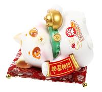 FIXOSHEE Figurita de Gato Suerte de Resina Adorno Decorativo para Hogar y Coche Estatua Artesanal para Oficina y Estantería Regalo para Apertura de Negocios