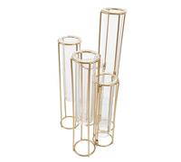 FIXOSHEE Florero Hidropónico Giratorio De Vidrio 5 Tubos con Soporte De Hierro para Propagación De Plantas Decoración Oficina Hogar Sala Multipropósito