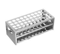 FIXOSHEE Gradilla para Tubos de Ensayo de Acero Inoxidable 20.5x40 Cm Orificios Perforados, Soporte de Almacenamiento Portátil para Laboratorio, Organizador Resistente para Tubos y Pipetas