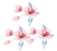 FIXOSHEE Horquillas de Flores Chinas Tradicionales de Metal Set de 3 Piezas Pinzas Laterales Vintage para Cabello Accesorio Ligero para Kimono Hanfu y Celebraciones Festivas