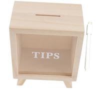 FIXOSHEE Hucha de Madera Irrompible con Ventana Transparente para Ahorro de Dinero Caja de Propinas con Marcador para Adultos para Café y Hogar
