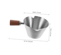 FIXOSHEE Jarra Medidora de Acero Inoxidable con Mango de Nogal para Café Espresso Taza Multifunción para Espumar Leche y Medir Líquidos Diseño Elegante y Duradero