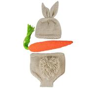 FIXOSHEE Juego de Ropa para Ñiño Recién Nacido 0-2 Meses Traje de Conejito Tejido a Crochet 3 Piezas Sombrero Pantalón y Zanahoria para Sesión de Fotografía Infantil