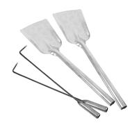 FIXOSHEE Kit de Herramientas para Chimenea 4 Piezas Pala para Cenizas Grande Pinza para Troncos y Atizador de Fuego Acero Resistente Uso Interior y Exterior Limpieza y Mantenimiento