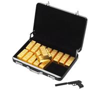 FIXOSHEE Maleta en Miniatura de Aluminio Barra Dorada Modelo de Ladrillos Dorados 18 Piezas para Decoración de Casas de Muñecas Accesorios Miniatura Realistas para Bricolaje y Escenas