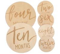 FIXOSHEE Marcadores Mensuales para Ñiño de Madera, 6 Piezas Doble Cara, Señal Mensual Reutilizable, Registro de Crecimiento y Desarrollo, Accesorio Fotográfico para Recién Nacidos,