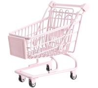 FIXOSHEE Mini Carrito de Supermercado Pequeño de Escritorio Color Rosa Algodón de Azúcar Juguete de Almacenamiento para Decoración para Dormitorio y Oficina Soporte para Objetos