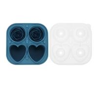 FIXOSHEE Molde de Silicona para Cubitos de Hielo Grandes 25 Pulgadas Bandeja Portátil Diseño de Corazón y Rosa Resistente a Bajas Temperaturas para Whisky y Bebidas Hogar