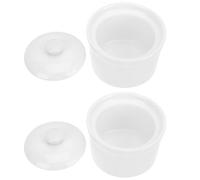 FIXOSHEE Ollas de Cerámica para Sopa con Tapa 380 Ml 2 Piezas Sopera Blanca de Porcelana Resistente a Altas Temperaturas Apta para Microondas Horno y Lavavajillas Adecuado para
