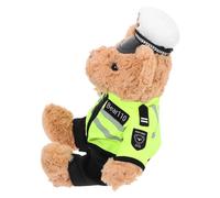 FIXOSHEE Oso de Peluche Policía de Tráfico Verde, Tamaño Mediano 25 CM, Suave y Relleno, Juguete Educativo para Ñiño y, Decoración Infantil para Juego y Disfraz