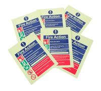FIXOSHEE Pegatina de Seguridad contra Incendios Autoadhesiva Luminiscente 15X20 CM 6 Unidades Vinilo Resistente para Escuelas Almacenes y Oficinas Aviso Procedimiento Emergencia