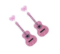 FIXOSHEE Pendientes Colgantes de Guitarra Clásica de Metal Rosa 1 Par Estilo Retro para Mujer Ideales para Fiestas y Uso Diario