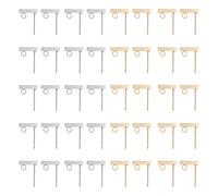FIXOSHEE Pendientes de Acero Inoxidable Barra T 40 Piezas 20 Dorados 20 Acero 20X10 MM Unisex Postes para Pendientes de Botón Minimalistas para Bricolaje y Fabricación de Joyas
