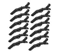 FIXOSHEE Pinzas Cabello Profesionales Tipo Cocodrilo 12 Unidades Tamaño Mediano Sujetan Cabello Grueso para Peluquería y Peinados DIY en Salón de Belleza Negras