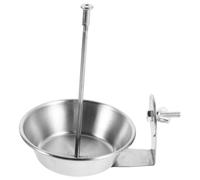 FIXOSHEE Porta Comida Colgante para Pájaros de Acero Inoxidable con Brocheta para Frutas y Verduras Soporte con Tazón Integrado 13X10X8 CM para Loros y Periquitos Comedero Seguro y