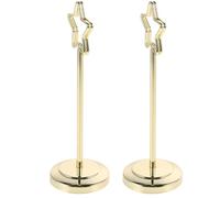FIXOSHEE Portanúmeros de Mesa Dorados en Forma de Estrella 15 CM Clips Metálicos para Tarjetas de Lugar Juego de 2 Piezas para Bodas Eventos y Decoración de Banquetes