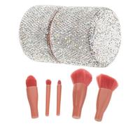 FIXOSHEE Set De Brochas De Maquillaje Portátil Con Estuche, Mini Tamaño, Con Tapadera Antipolvo, Para Viaje y Uso Doméstico, Con Gemas Decorativos, Organizador Multifuncional