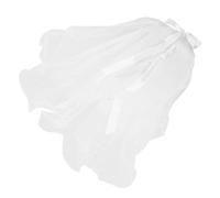 FIXOSHEE Velo de Boda para Niñas con Lazo Doble Capa y Perlas Accesorio Nupcial Elegante para Fotografía Infantil Blanco Fácil de Fijar y Seguro para Ocasiones Especiales