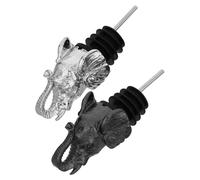 FIXOSHEE Vertedor de Vino Antigoteo de Aleación de Zinc Cabeza de Elefante, Pack 2 Piezas (Plateado y Negro), Tapón Vertedor de Licor para Bar, Accesorio Adecuado para Reuniones y Hogar