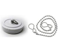 fiXte Tapón de repuesto para fregadero de ducha, color blanco, enchufe de 45 mm con cadena de 45,7 cm o enchufe de 38 mm con cadena de 30,5 cm