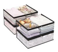 Fixwal 4 cajas de almacenamiento transparentes, 35L/9.5 galones, tela de PVC, cremallera, para ropa, mantas, sábanas, organizador de armario