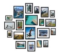 Fixwal Paquete de 20 marcos de fotos para decoración de pared de galería, colgar o exhibir mesa, varios marcos de fotos que incluyen marcos de fotos familiares de 8 x 10, 5 x 7, 4 x 6, color negro