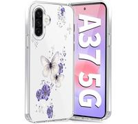 Fiyer Funda para Samsung Galaxy A37 5G, funda de silicona suave TPU flores Galaxy A37 5G funda protectora fina suave patrón de mariposas transparente para Samsung A37 (morado)