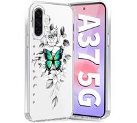 Fiyer Funda para Samsung Galaxy A37 5G, funda de silicona suave TPU flores Galaxy A37 5G funda protectora fina suave patrón de mariposas transparente para Samsung A37 (verde)